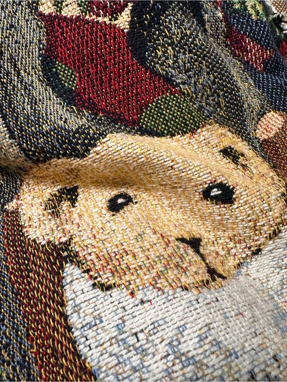 Vintage Hallmark Christmas Bears Woven Cotton Christmas Bears Tapestry